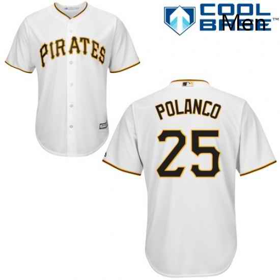 Mens Majestic Pittsburgh Pirates 25 Gregory Polanco Replica White Home Cool Base MLB Jersey